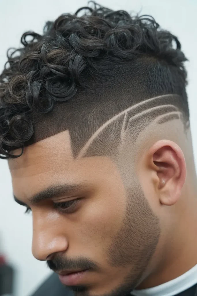 Curly Hard Part Fade