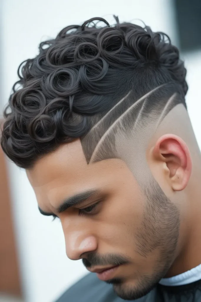 Curly Temple Fade