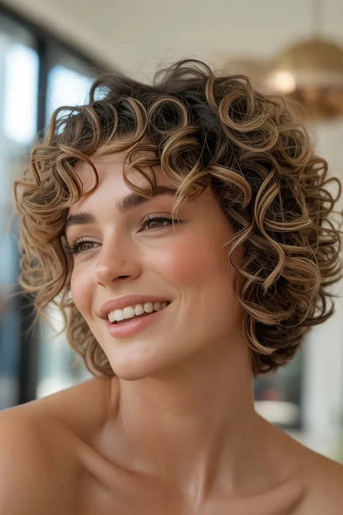 Short Curly Bob With Defined Ringlets