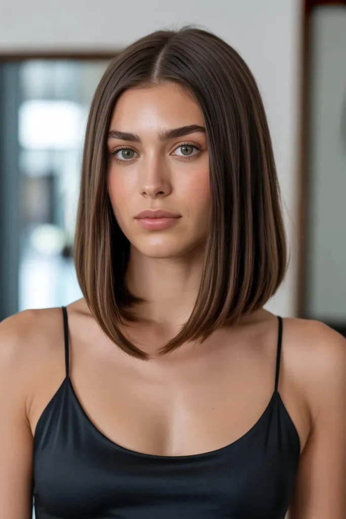 Sleek Straight Shoulder Length Hair