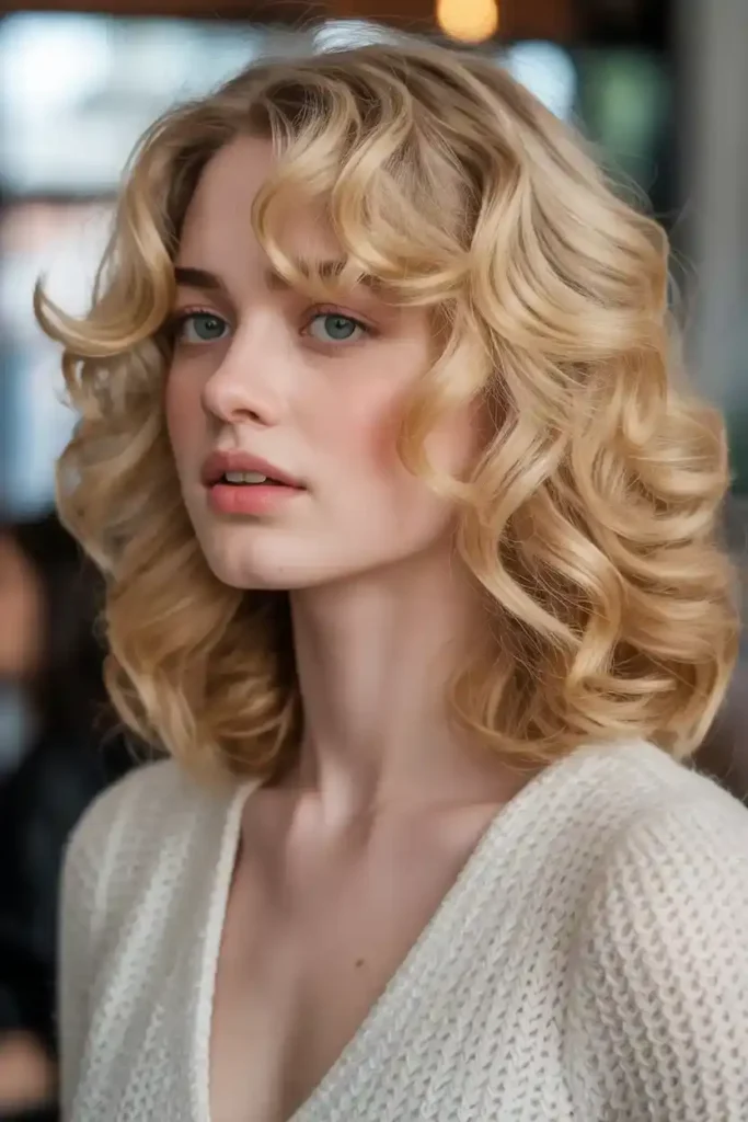 Creamy Blonde with Soft Curls
