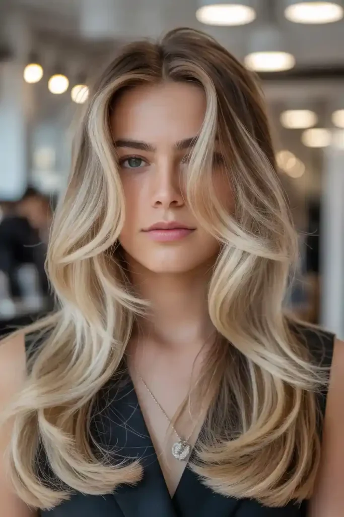 Long Blonde Hair with Face-Framing Layers