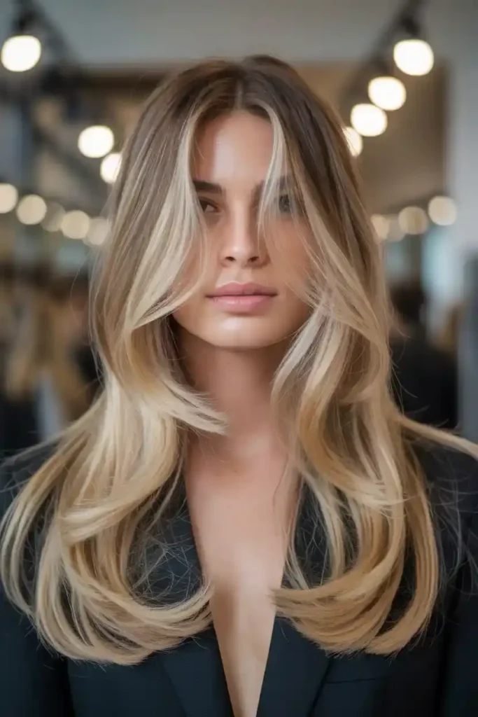 Long Blonde Hair with Layered Ends