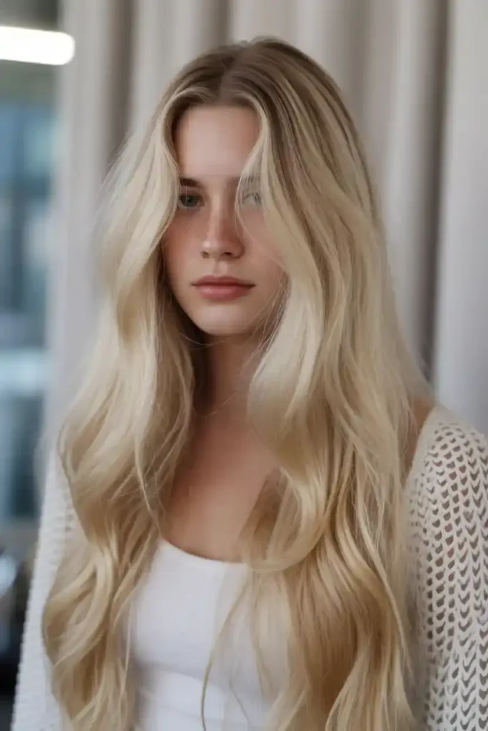 Long Blonde Hair with Natural Texture