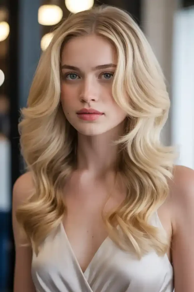 Long Blonde Hair with Romantic Waves