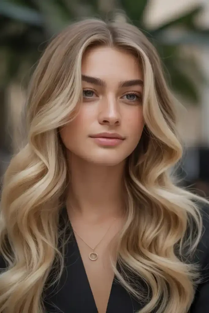 Long Blonde Hair with Soft Waves