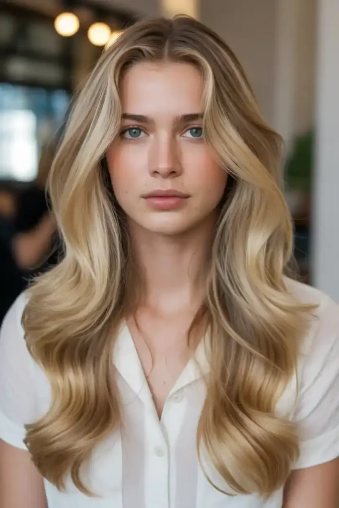 Long Blonde Hair with Subtle Waves