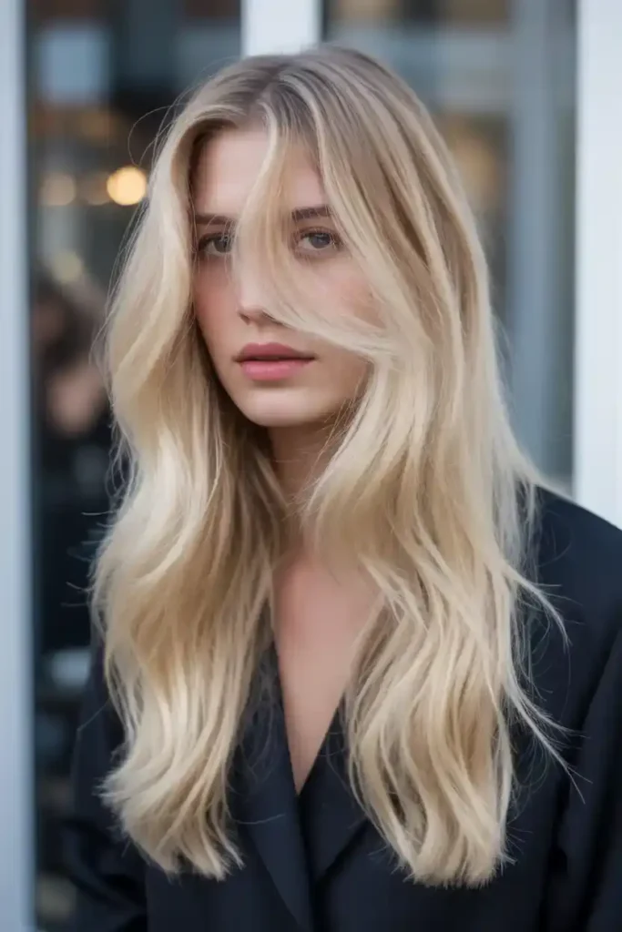 Long Blonde Hair with Wispy Ends