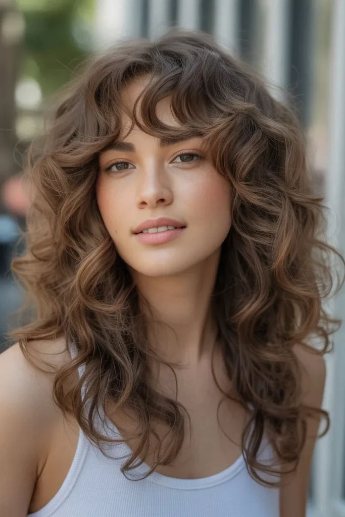 Long Feathered Layers for Wavy Curls