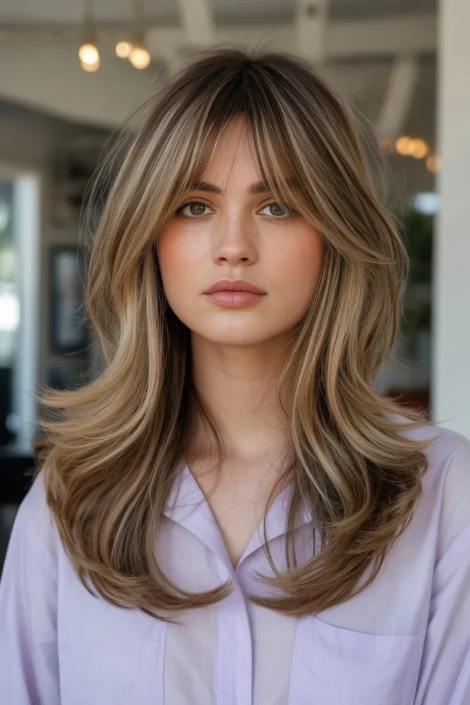 Long Layered Hair With Curtain Bangs
