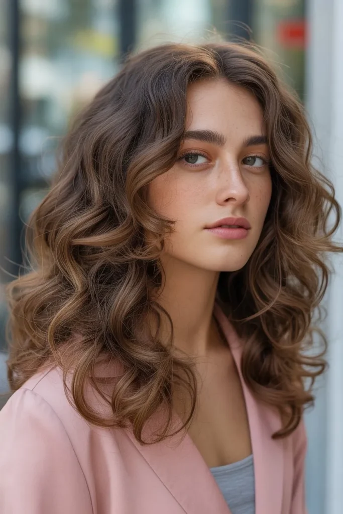Long Layered Hair With Flowing Wavy Curls