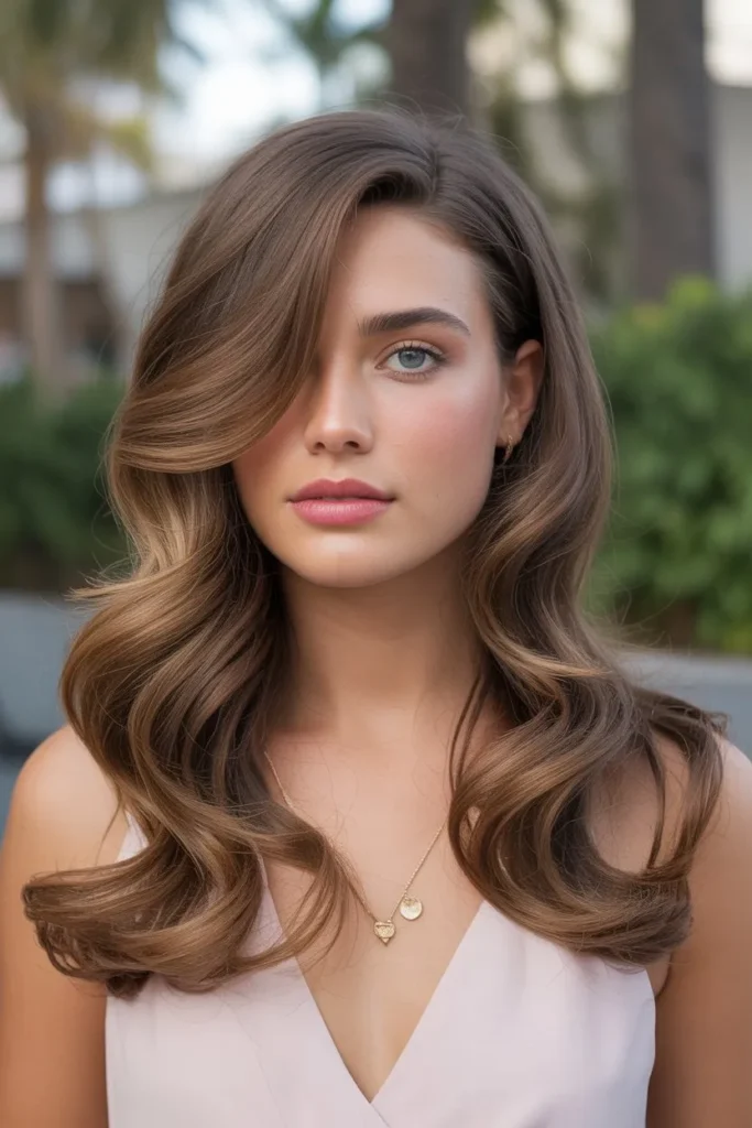 Long Layered Hair With Side-Swept Waves