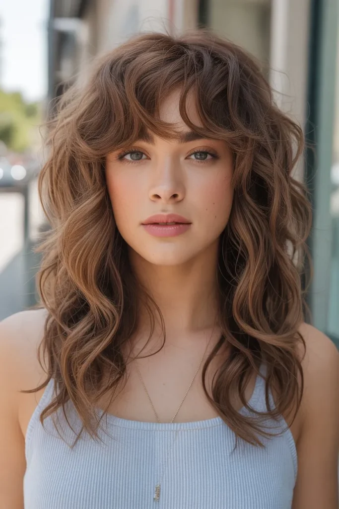 Long Layered Hair With Tousled Wavy Curls