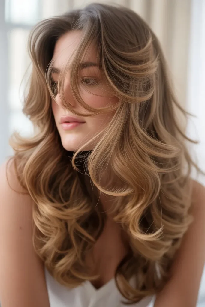 Long Wavy Hair With Wispy Face Layers