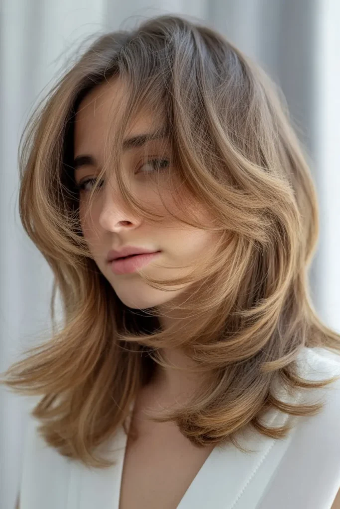 Medium Length Hair with Feathered Layers