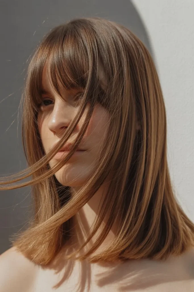 Shoulder Length Cut with Curtain Bangs