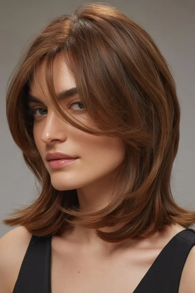 Textured Side Bangs with Medium Hair