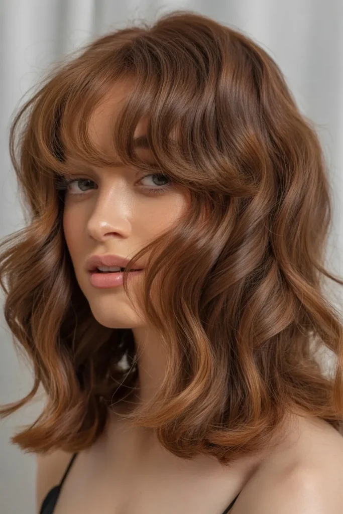 Tousled Medium Hair with Curtain Bangs