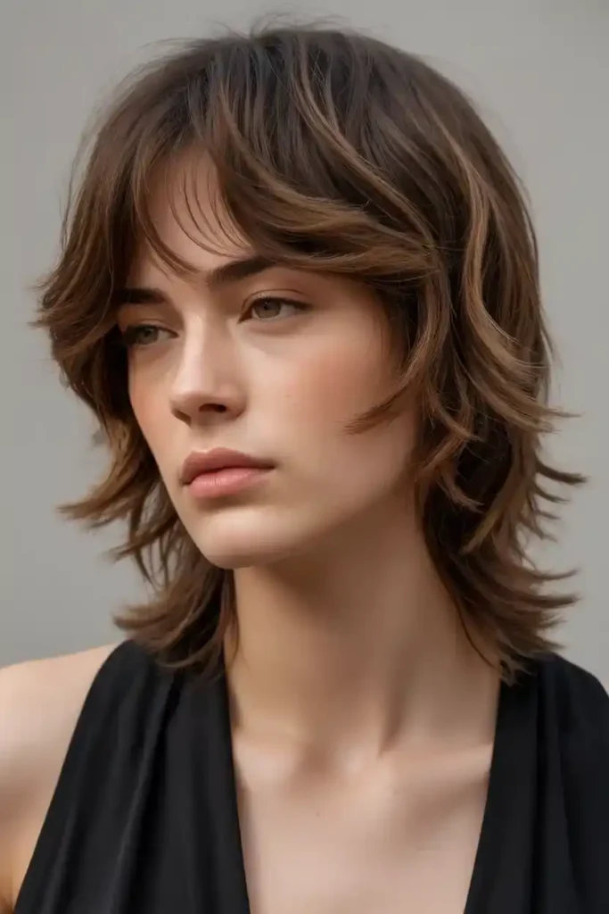 Wolf Cut with Long Bangs