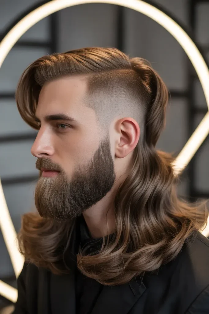Beard Paired Subtle Mullet Style
