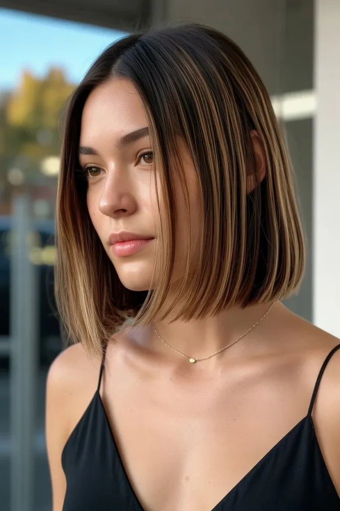Blunt Lob with Subtle Highlights