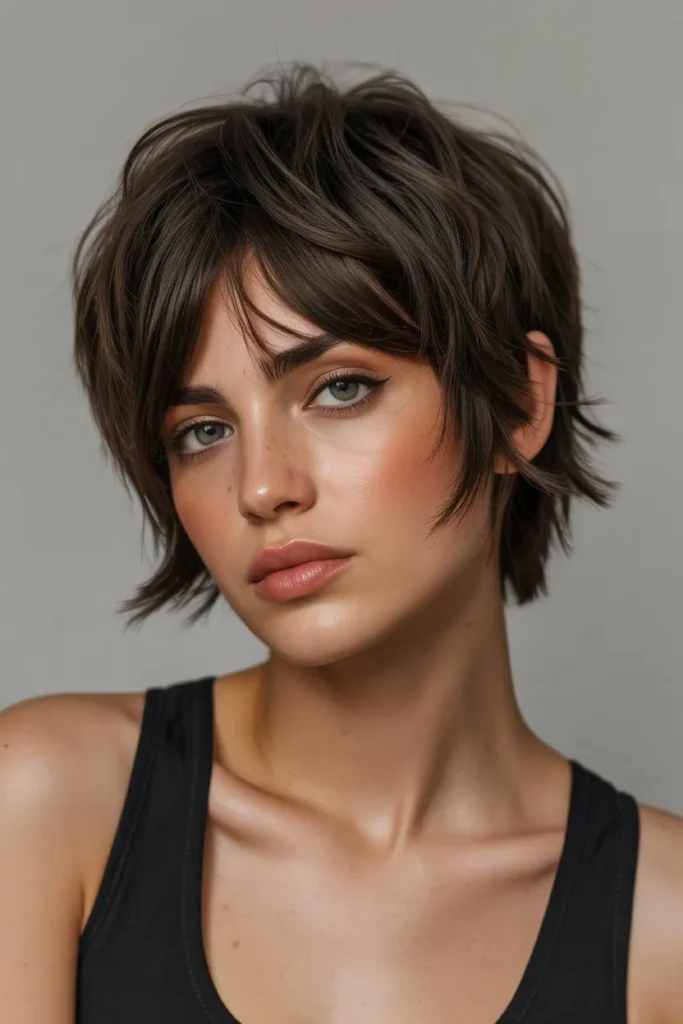 Bold Short Wolf Cut With Curtain Bangs