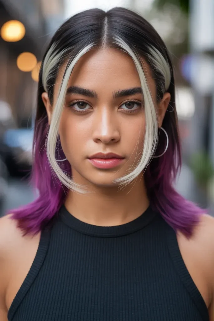 Bold Skunk Hair with Middle Part