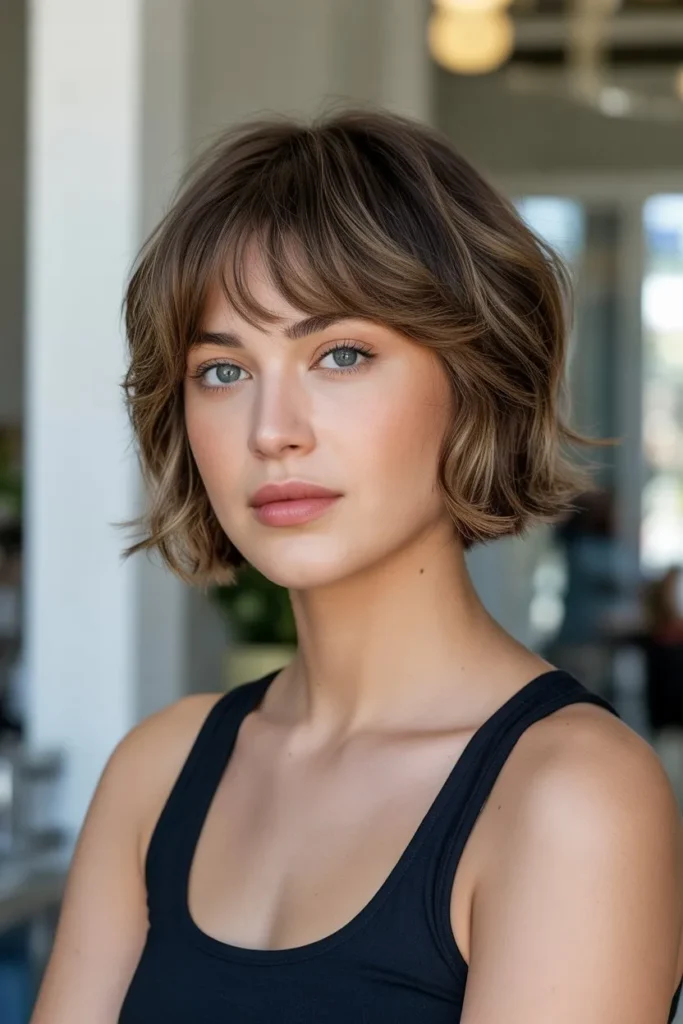 Casual Short Wolf Cut With Curtain Bangs