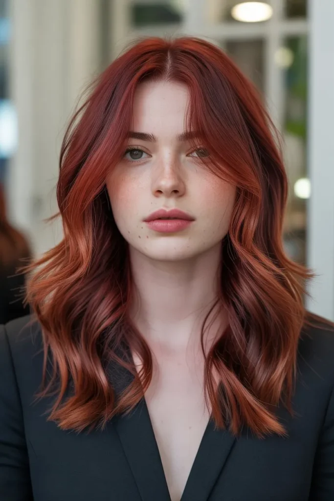 Cherry Red Hair with Subtle Highlights