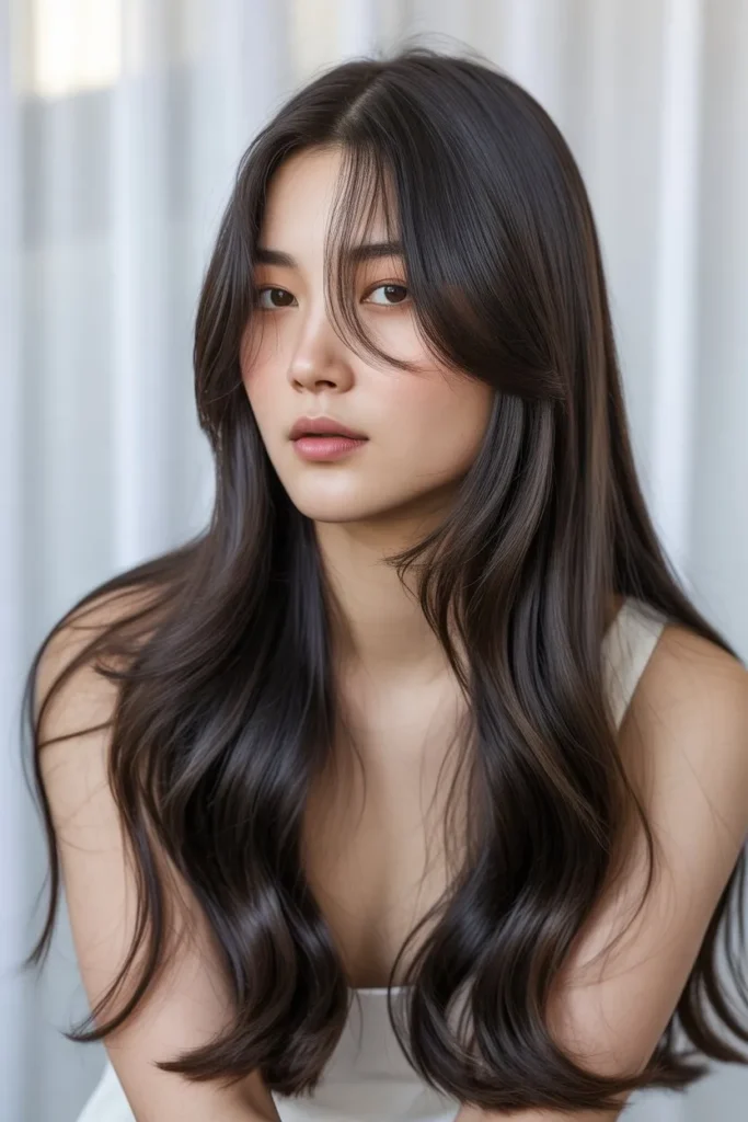 Chic Curtain Bangs with Long Hair