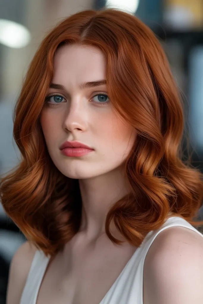 Classic Cherry Red Hair with Soft Waves