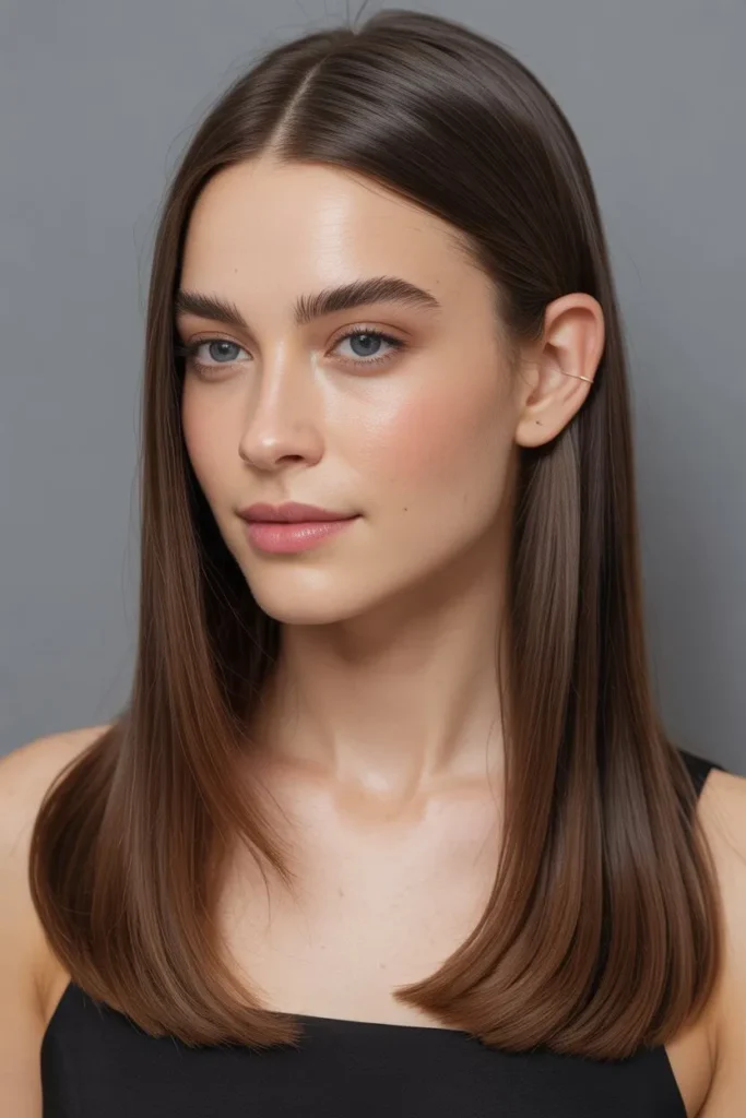 Classic Straight Hair with Center Part for Chic Birthday Vibes