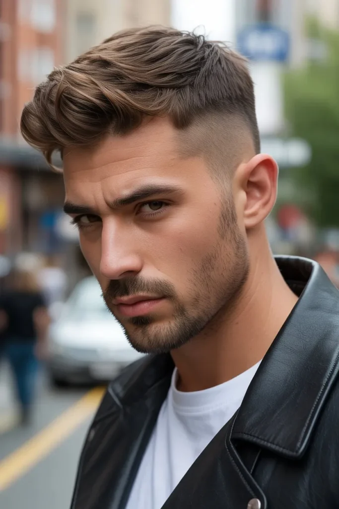 Confident Wolf Cut Men Hairstyle with Modern Edge