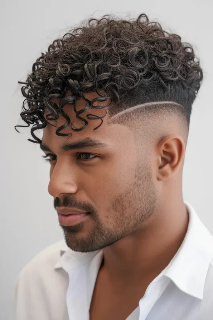 Curly Top with Skin Fade