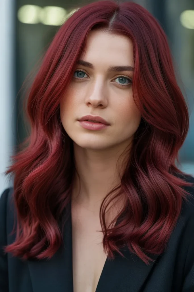 Deep Cherry Red Hair for a Luxe Finish