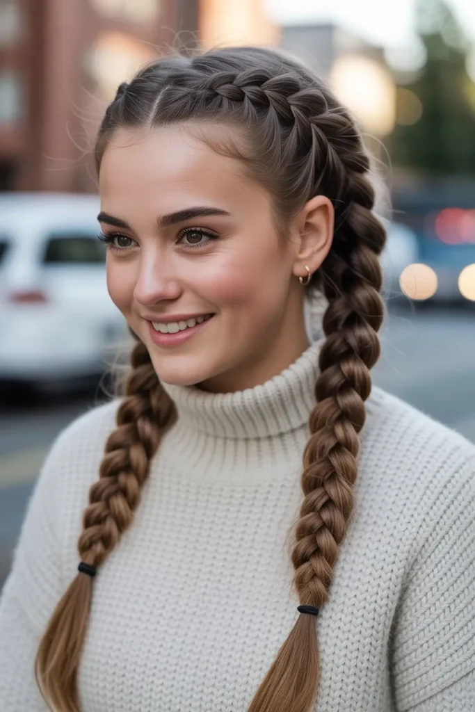 Double Winter Hair Braid Pigtails
