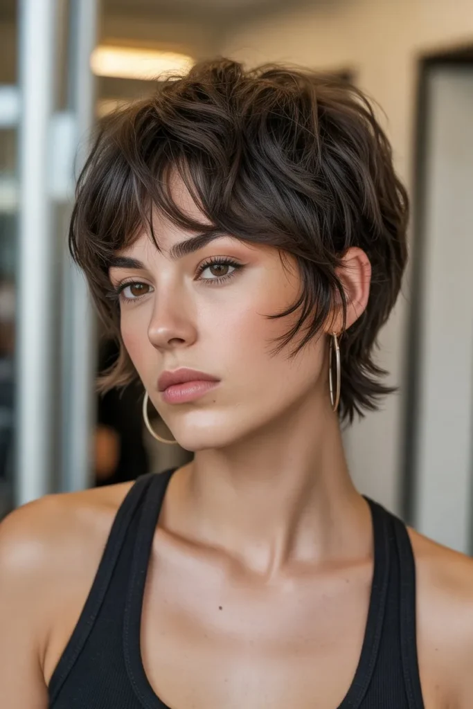 Edgy Short Wolf Cut With Curtain Bangs