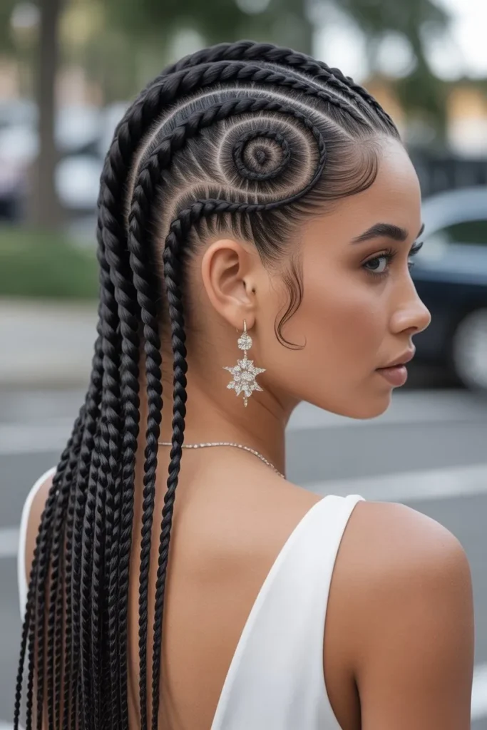 Elegant Swirl Cornrows for Formal Events