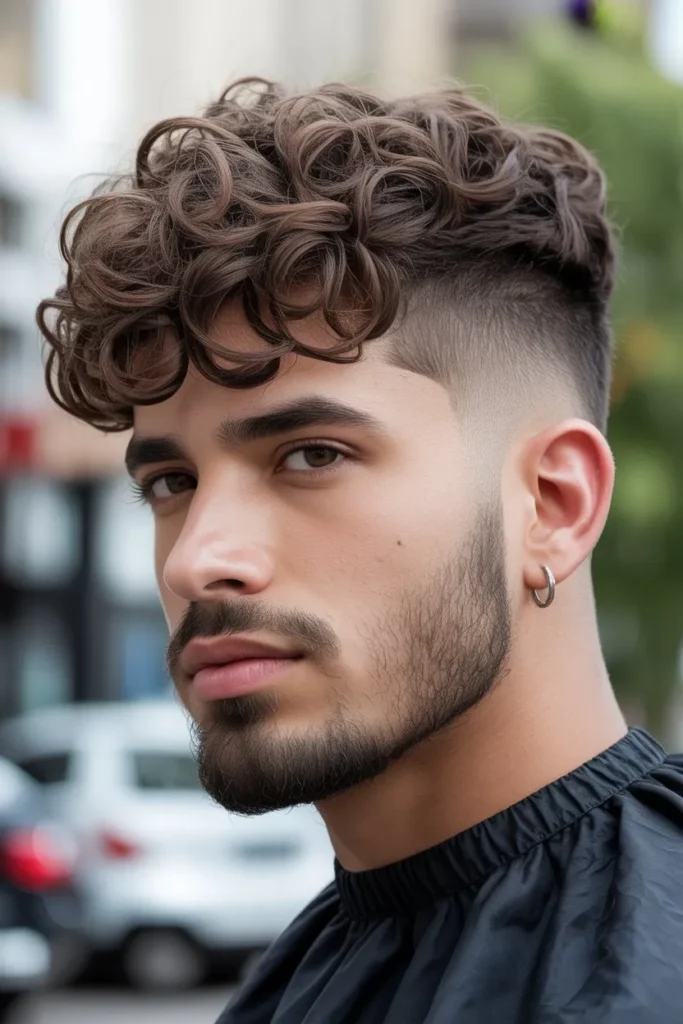 Faded Undercut with Curly Fringe