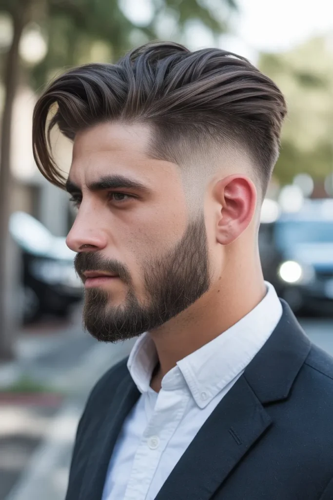 Faded Undercut with Side Sweep and Volume