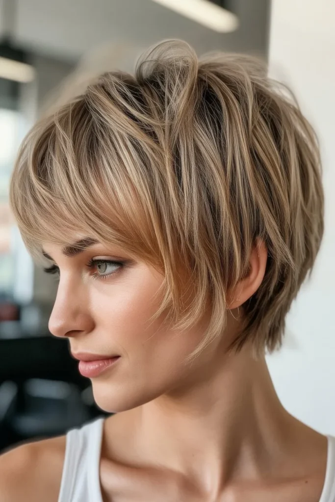 Feathered Short Shaggy Hair for a Light Finish