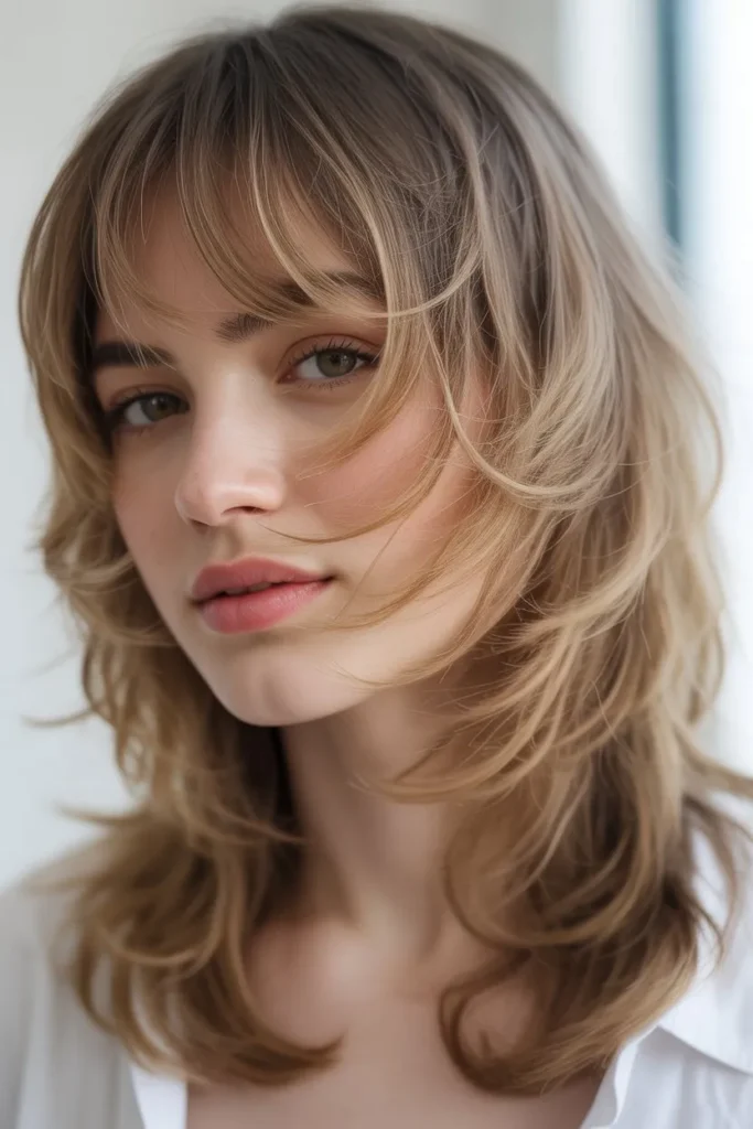 Feathered Wolf Cut With Curtain Bangs