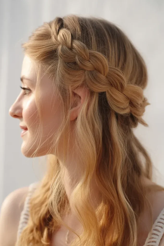 Half Up Braided Crown Twist