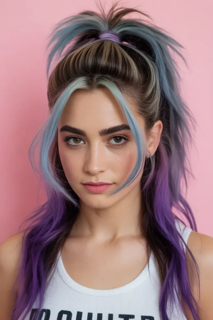 Half Up Skunk Hair Throwback Style