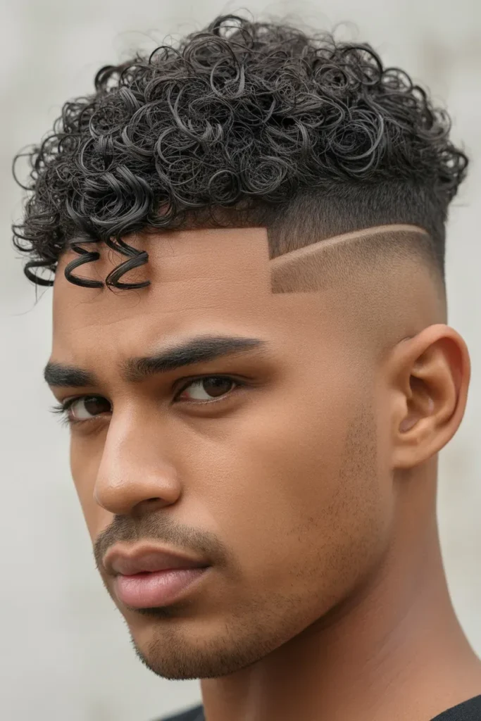 High Fade with Tight Curls