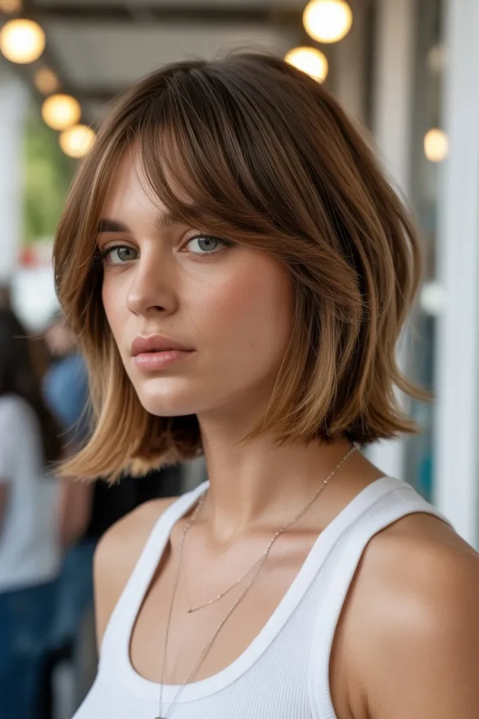 Layered Lob with Side Bangs