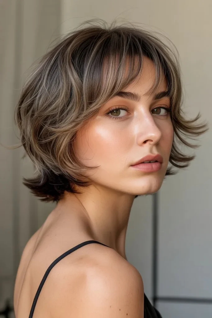 Layered Short Wolf Cut With Face Framing Bangs