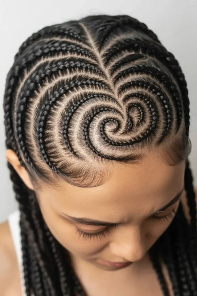 Layered Swirl Cornrows Pattern