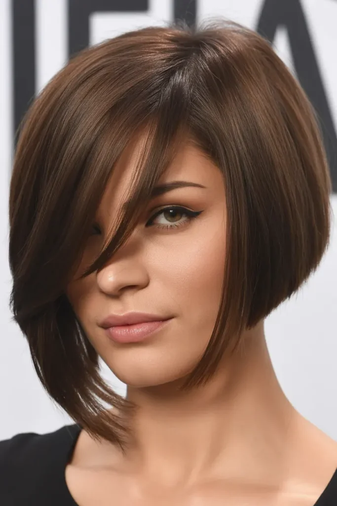 Long Fringe Undercut Bob