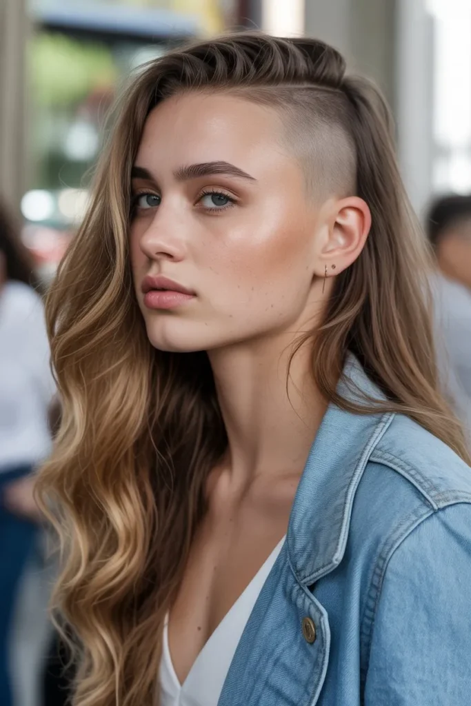 Long Side Shaved Hairstyle With Soft Waves